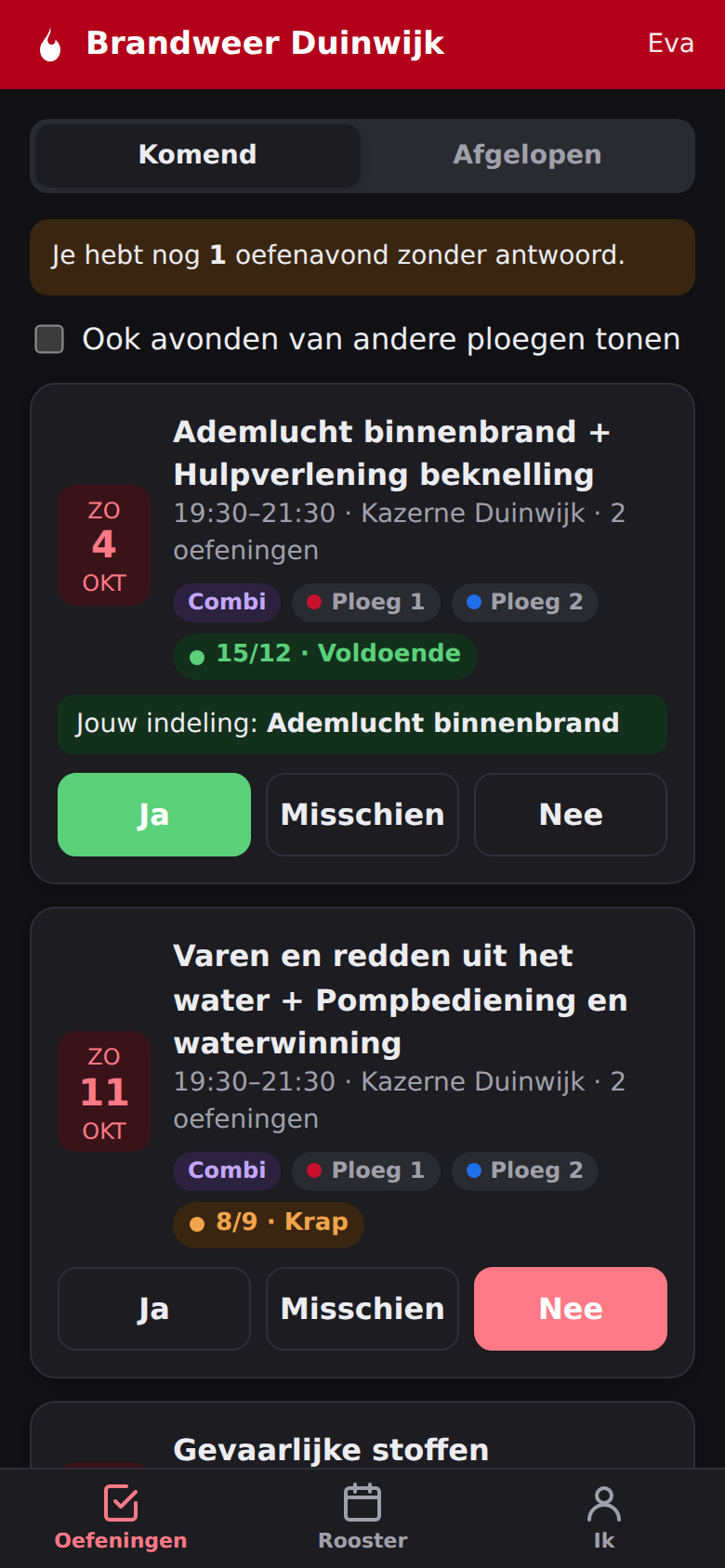 Screenshot: De app in donkere modus