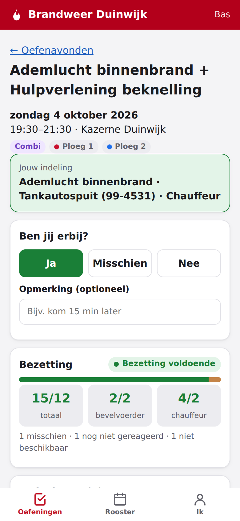 Screenshot: Na publiceren ziet iedereen zijn eigen indeling